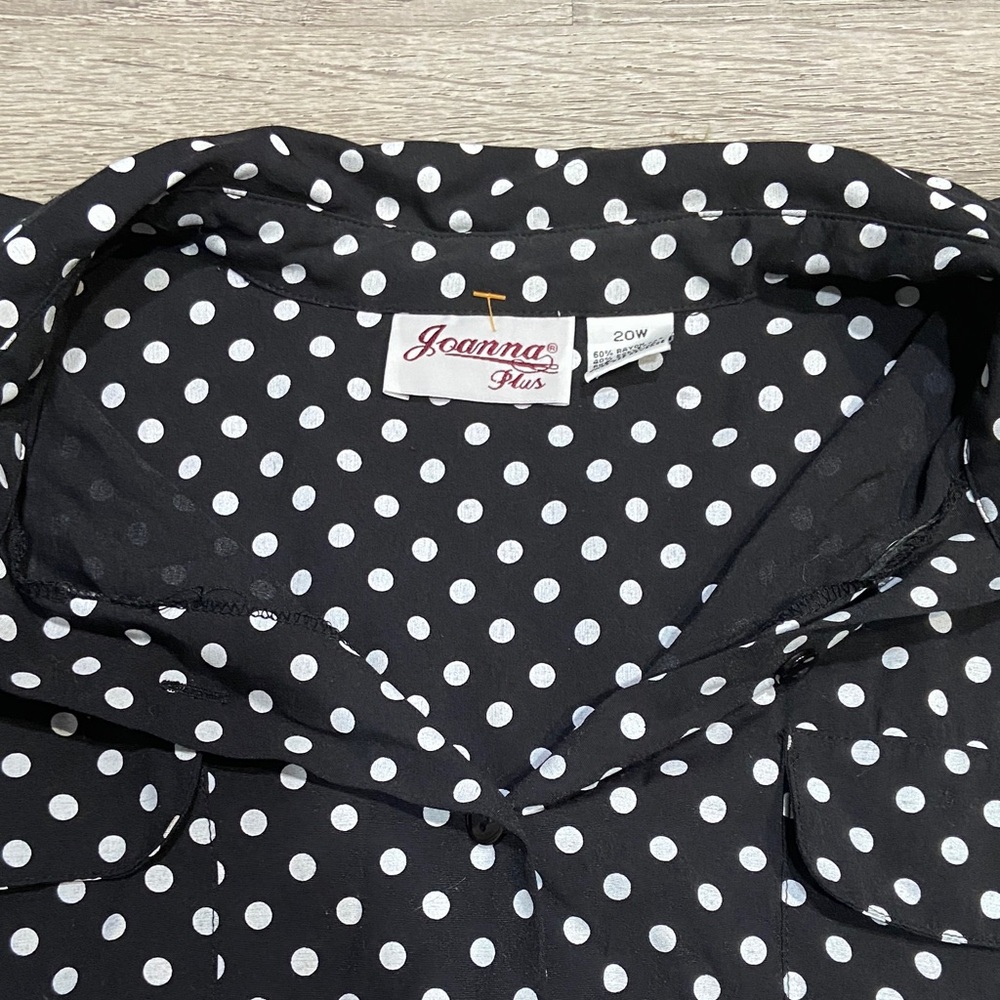 Joanna Plus Black and White Polka Dot Button Down Shirt